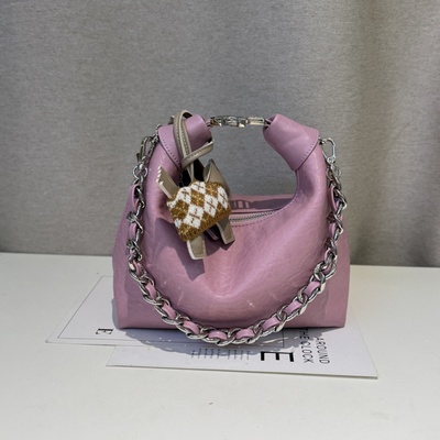 劳拉时黛小众简约质感泡泡纹饺子包2026新款百搭时尚链条腋下包女