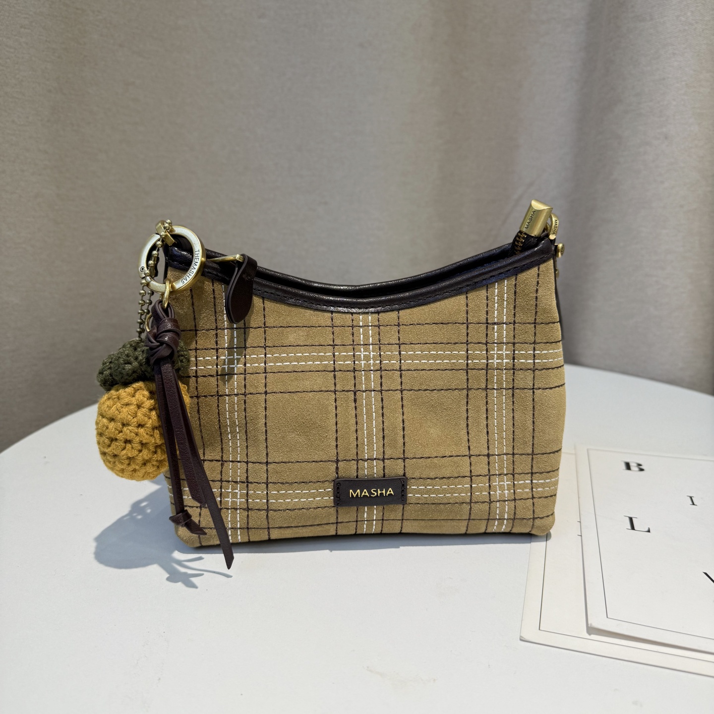 玛莎小众高级感英伦风格纹拼接腋下包2025新款百搭时尚单肩斜挎包