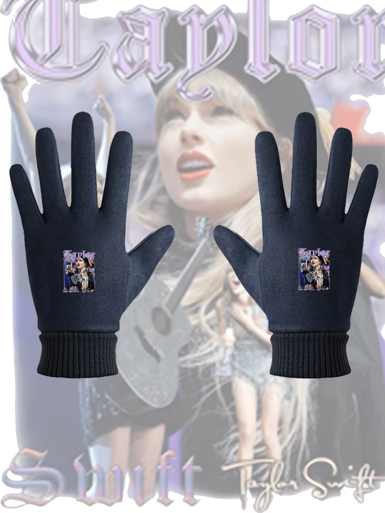 Taylor Swift霉霉周边泰勒科比纪念篮球印花秋冬保暖骑行触屏手套