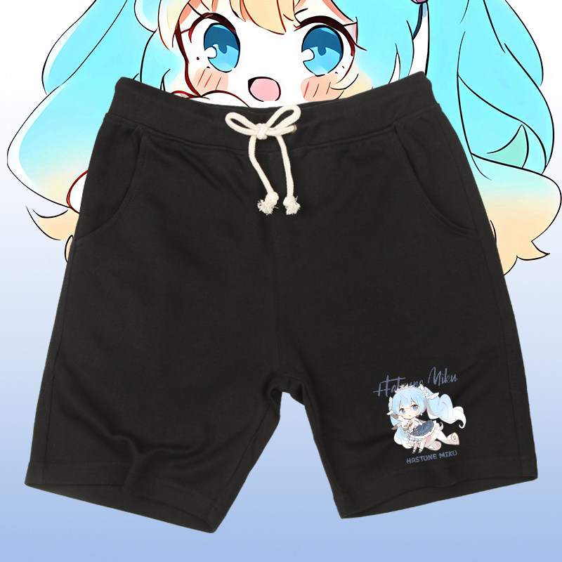 初音周边未来MIKU联名痛衣二次元印花短裤男女宽松五分裤休闲夏季