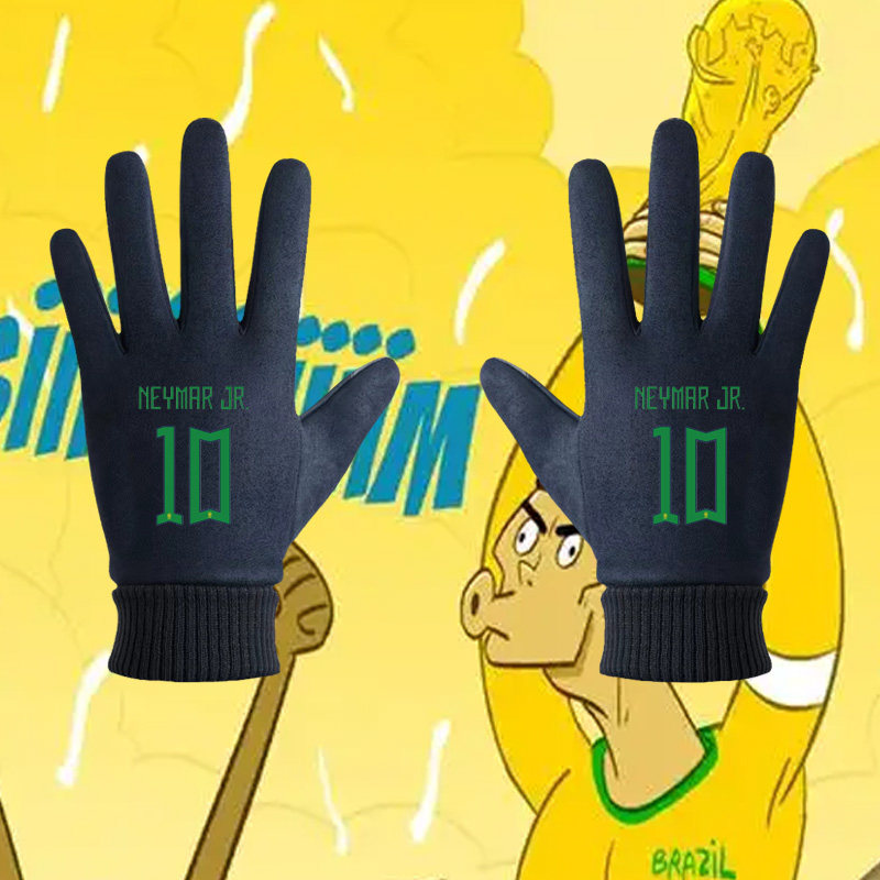 巴西队运动手套国家队内马尔足球训练球迷秋冬分指触屏防寒风保暖