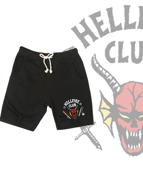 怪奇物语HellFire Club地狱火俱乐部美剧周边印花短裤宽松五分裤