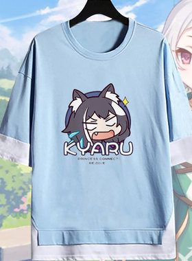 日系二次元公主动漫连结ReDive周边连接凯露夏季假两件短袖t桖衫