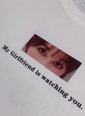 My GIRLFRIEND IS WATCHING YOU抖音同款无袖T恤眼睛印花背心定制