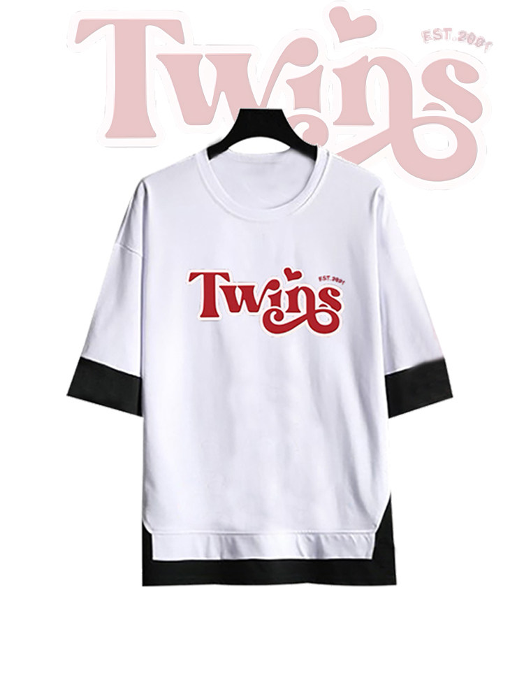 TwinsSpirit22演唱会周边歌迷粉丝应援假两件T桖纯棉sa娇五分袖