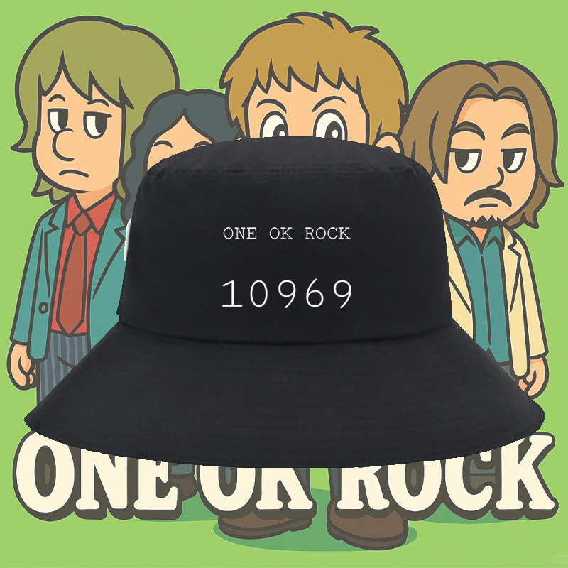 one ok rock摇滚乐队周边印花渔夫帽男女新款纯棉遮阳户外盆帽子