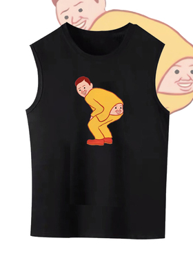 卡通Joan cornella插画恶搞印花背心宽松纯棉男女无袖圆领T恤汗衫