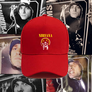 nirvana涅盘摇滚乐队周边遮阳小众简笔画复古男女夏季防晒棒球帽