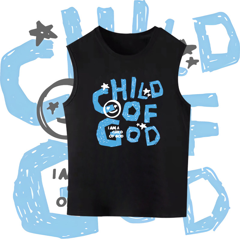CHILD OF GOD趣味英文背心夏季纯棉无袖潮男女小众设计圆领T恤潮