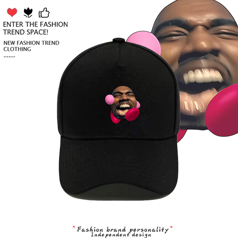 Kanye West侃爷星之卡比嘻哈说唱恶搞美式印花棒球帽纯棉遮阳帽子