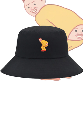 卡通Joan cornella插画恶搞印花渔夫帽男女百搭遮阳纯棉出游盆帽