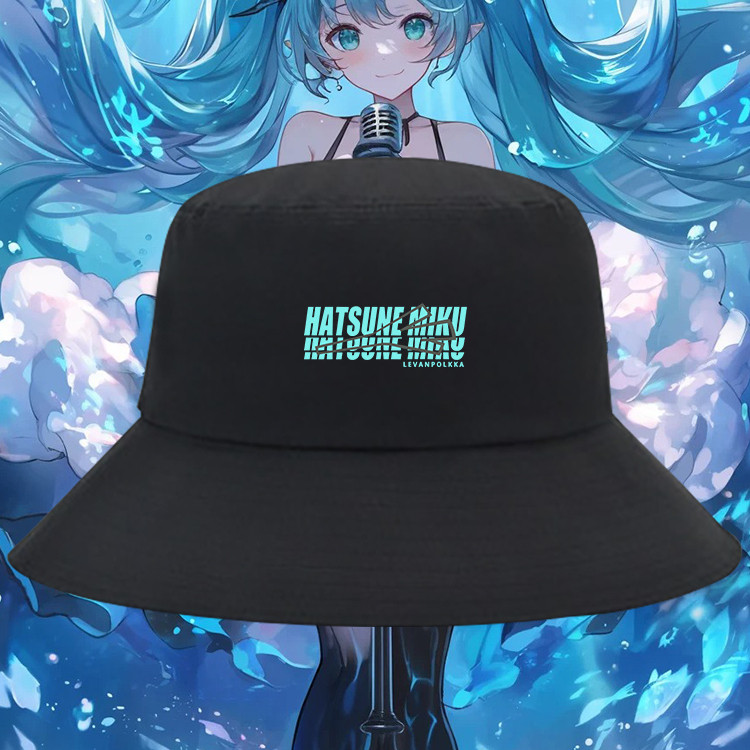 miku初音未来联名葱娘动漫周边二次元印花渔夫帽男女纯棉遮阳盆帽