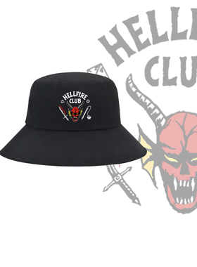 怪奇物语HellFire Club地狱火俱乐部美剧周边印花渔夫帽百搭盆帽