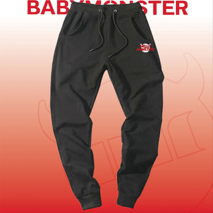 2025BABYMONSTER首尔演唱会HELLO MONSTER周边印花宽松休闲长裤子