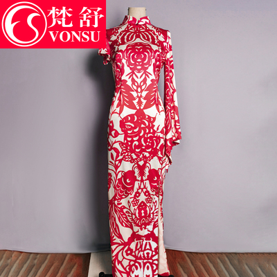 梵舒旗袍改良款走秀旗袍