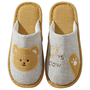 春秋四季棉麻布底拖鞋女夏可爱情侣居家吸汗地板静音软底亚麻男士