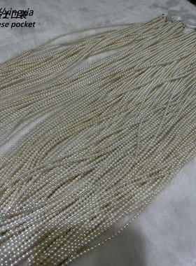小米珠天然珍珠项链实拍3-3.5MM
