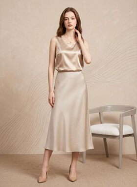 春夏6A级桑蚕丝吊带背心内外可穿