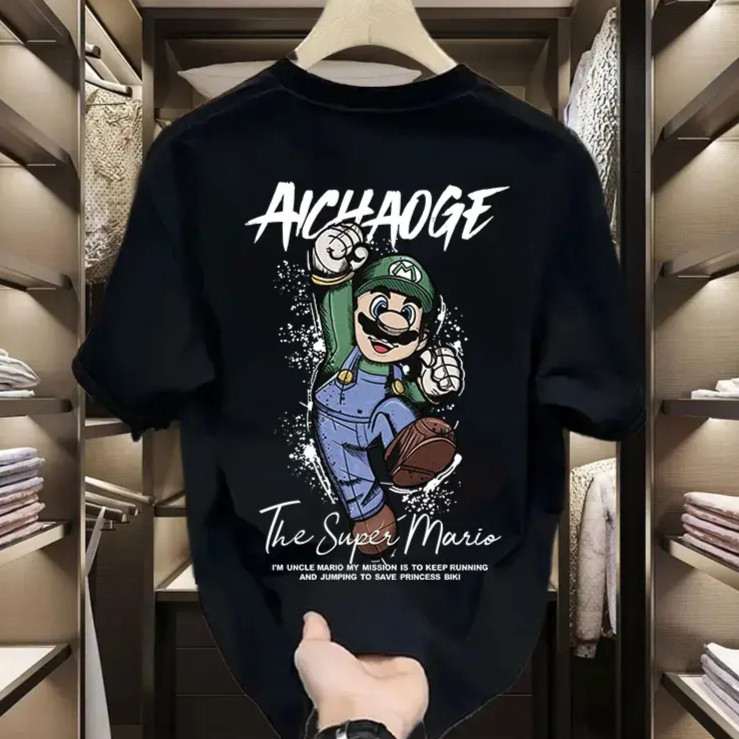 超级玛丽马里奥路易吉游戏周边短袖男女情侣印花百搭T恤纯棉宽松