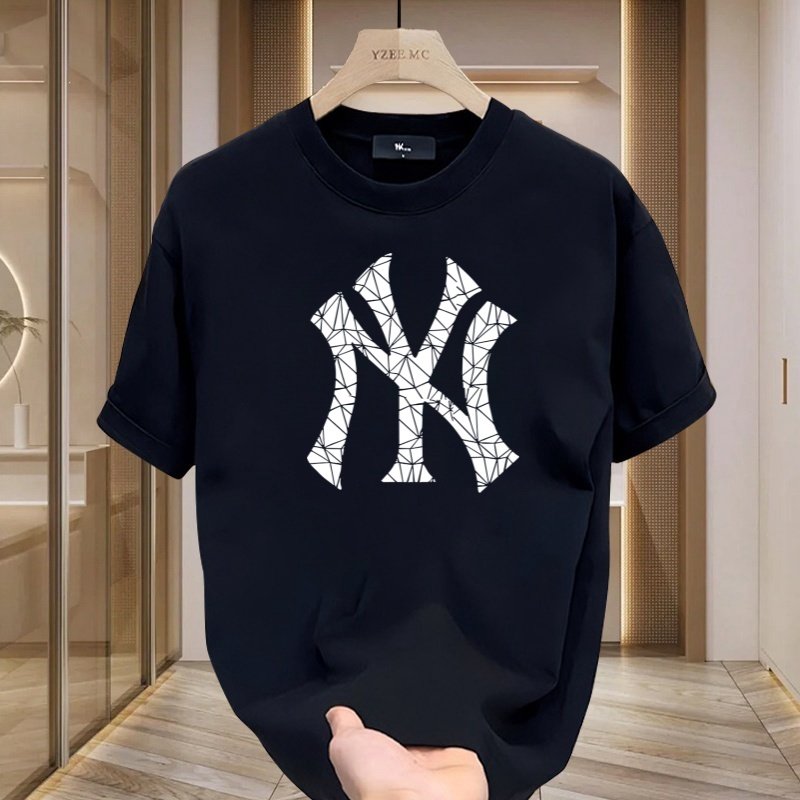 潮牌印花短袖男女2024夏季新款情侣老花NY大标宽松休闲风纯棉T恤,男装,T恤,淘宝优惠券,粉丝福利购,淘宝优惠卷