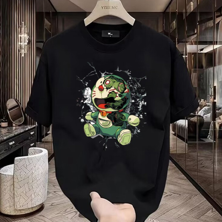 机器猫马里奥卡通印花短袖t恤男女学生纯棉宽松半袖夏季休闲上衣