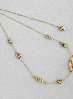 经典冬季新款可可豆系列项链法式复古轻奢烧金工艺大小豆豆锁骨链