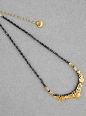 2025新款度假系列金色片项链秋冬董洁同款异域风黑曜石串珠锁骨链