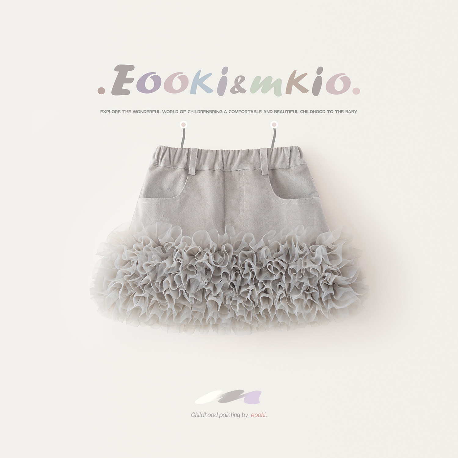 女童百褶网纱灯芯绒拼接半身裙儿童蛋糕短裙裙子春秋冬季蓬蓬裙