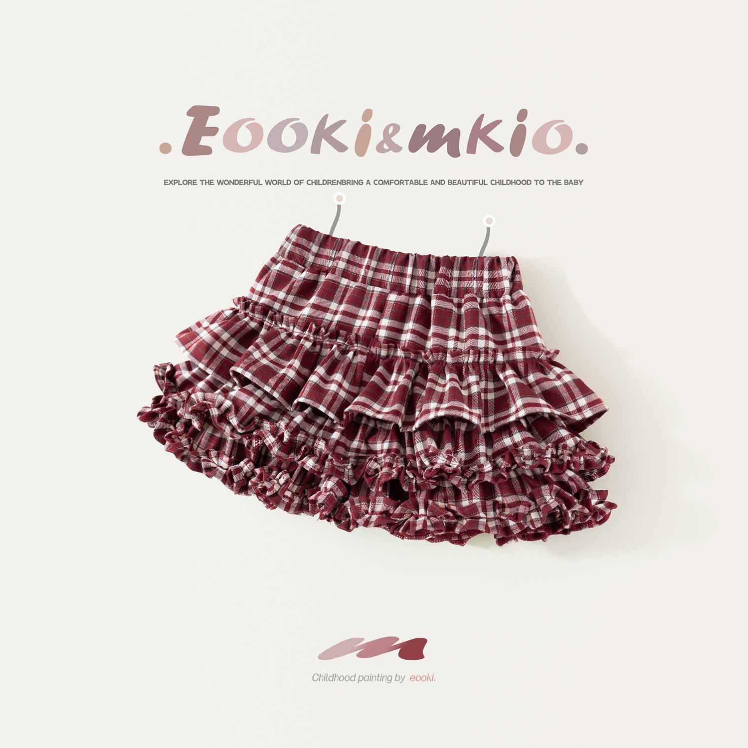 女童百褶蛋糕裙儿童红色半身裙女孩格子短裙宝宝蓬蓬裙春秋冬季A