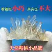 精品纯天然白水晶簇原石消磁净化摆件迷你小块薄底平板闪亮金色底