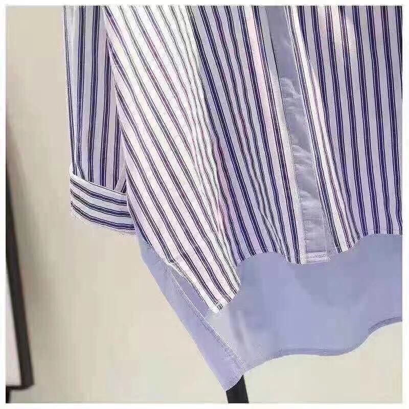 2024 MATERNITY SPRING WEAR KOREAN VERSION NEW MID LENGTH PRINTED STRIPE STITCHED SHIRT FASHION PLUS SIZE WOMENS SHIRT