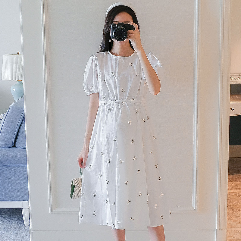 2024 MATERNITY SPRING AND SUMMER WEAR KOREAN VERSION NEW SHORT SLEEVE LONG SLEEVE SHIRT SKIRT MIDI DRESS EMBROIDERED SHIRT