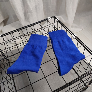 5双装 精梳棉防臭吸汗保暖透气 克莱因蓝全棉袜子 纯棉中筒袜