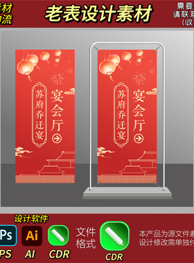 红色乔迁迎宾区酒店指示牌指引牌立牌路引设计素材源文件