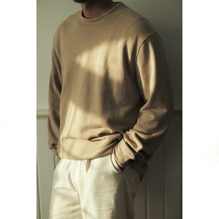 VALLEE 复古棉麻混纺圆领宽松版型长袖套头卫衣 VE090