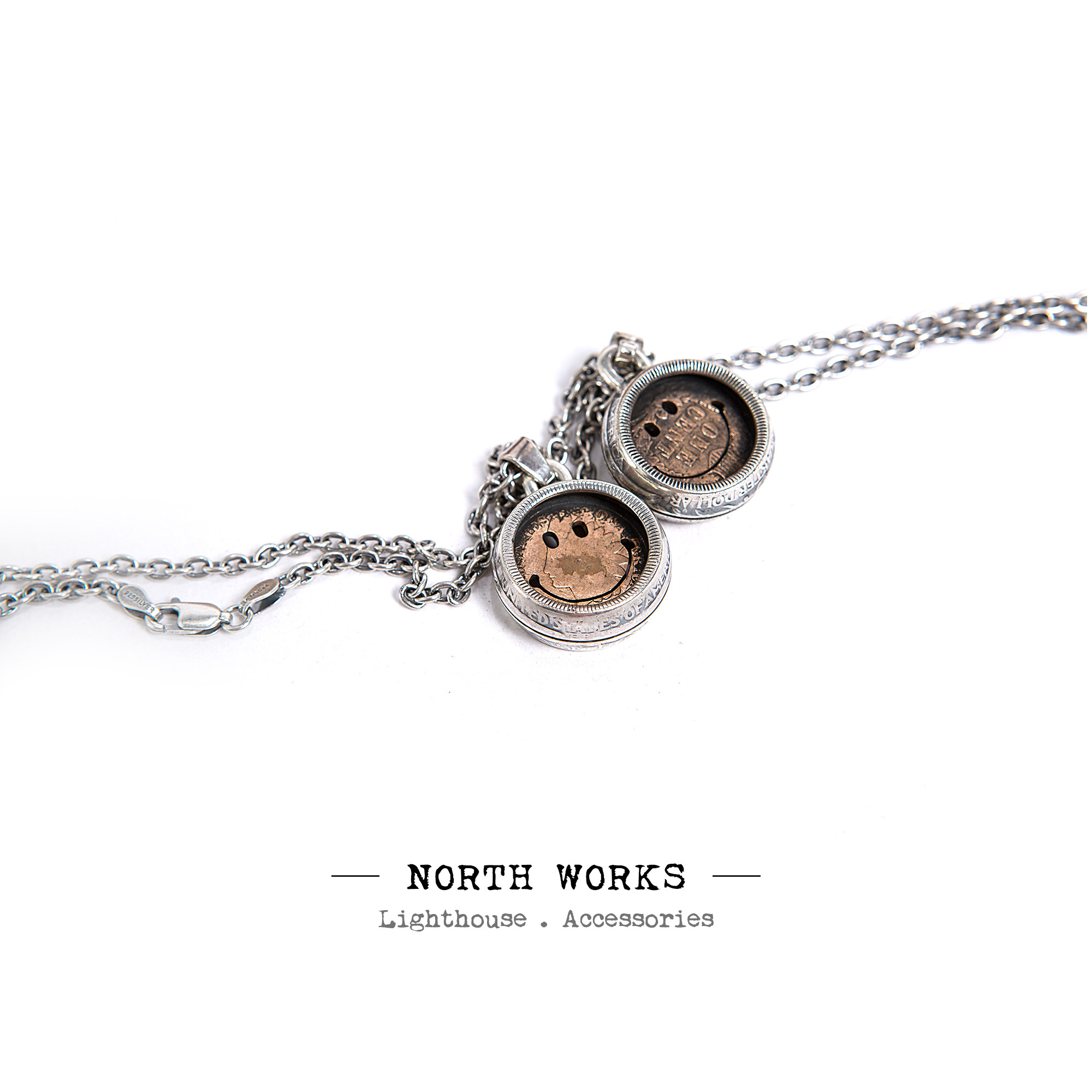 经典笑脸吊坠项链 NORTH WORKS 收藏级银币&铜币改制银饰 N249