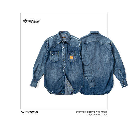 REMOCREVO Western Shirts VTG Wash 复古丹宁水洗西部牛仔衬衫