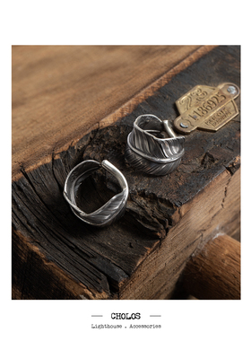 CHOLOS 田中伸吾先生一人全程手作 签名风格鹰羽银戒指 枚枚不同