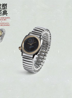 现货 宫下贵裕联名Vague Watch 中古枕形小秒针伸缩钢带石英手表
