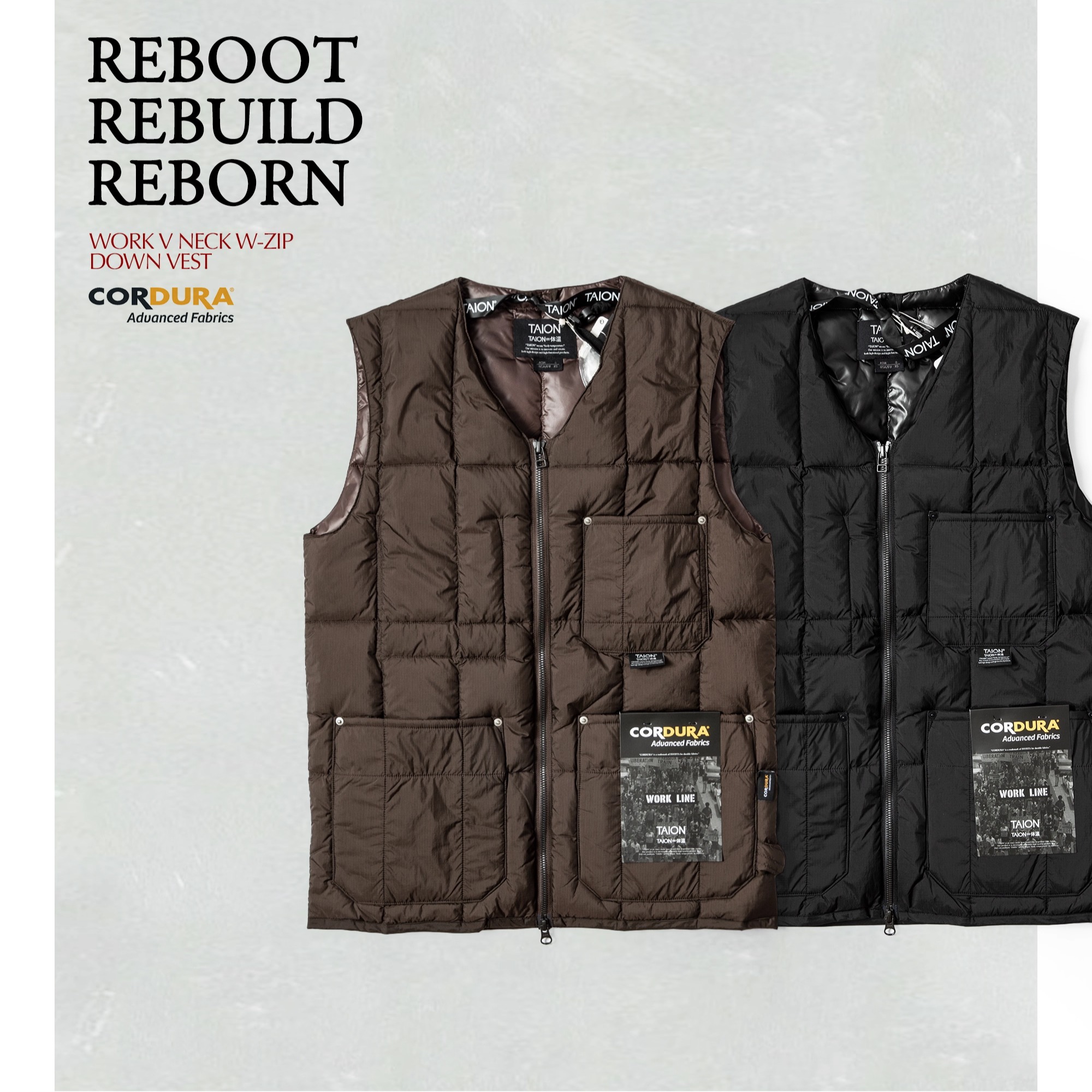 温暖与型格兼备TAION工装羽绒马甲男女背心高保暖 防撕裂轻量便携