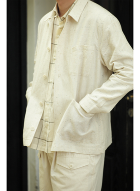 VALLEE 棉麻混纺经典复古法式工装夹克 衬衫式夹克 VE082