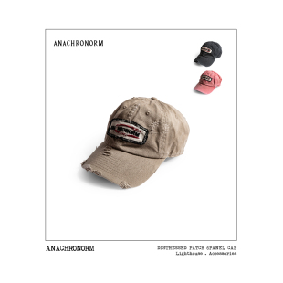 ANACHRONORM 复古贴章棒球帽帆布六片式手工做旧日系氛围感帽子