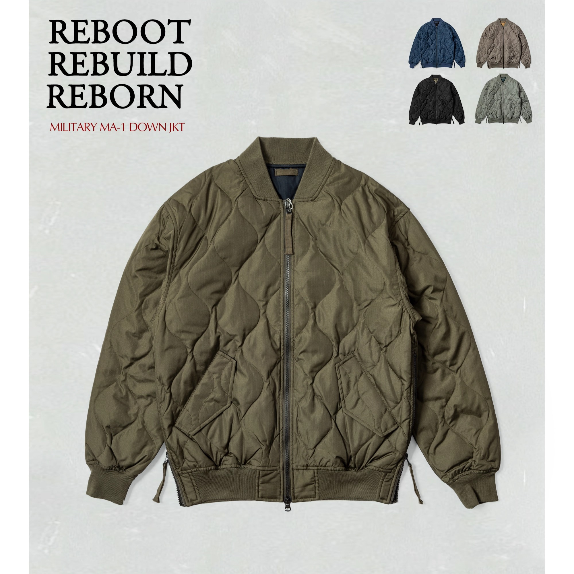 秋冬oversize军事风羽绒服 800FP波纹绗缝TAION宽松版MA-1外套