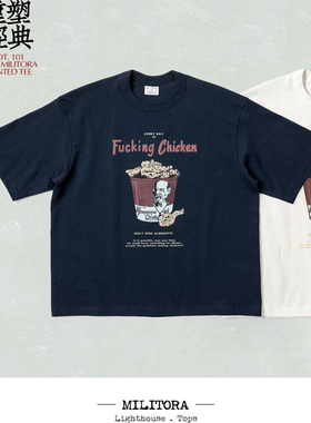 Militora x 2FC101 夏联名炸鸡印花复古圆桶复古宽松CITYBOYT恤