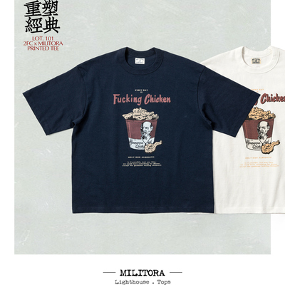 Militora x 2FC101 夏联名炸鸡印花复古圆桶复古宽松CITYBOYT恤