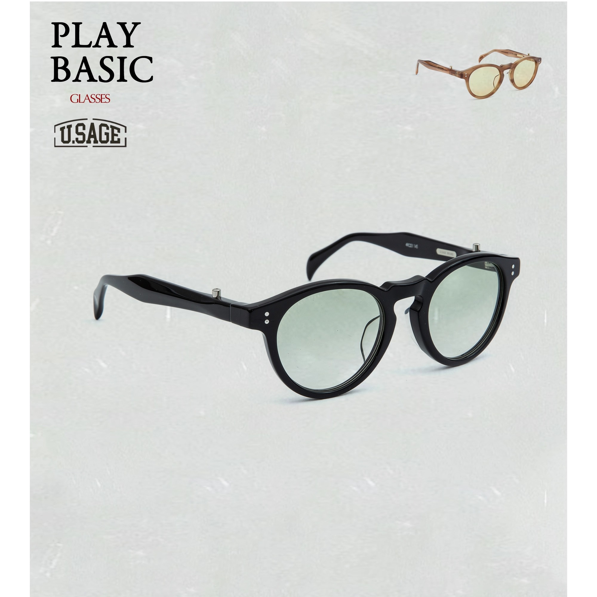 usage联名可拆卸双镜腿原创意大利板材勾尾眼镜浅色墨眼镜框架钛