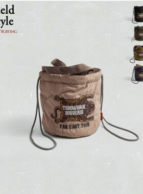 KRIFF MAYER 小巧能装复古图腾虎刺绣束口包男女潮流手提袋