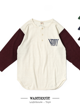 Warehouse 仲夏经典棒球衫 七分袖亨利领印花T恤