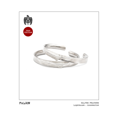 德山×隼FALCON 期间限定15枚 收藏级手工錾刻银羽手镯 男女同款