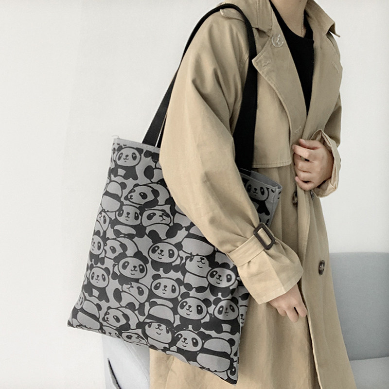 帆布包袋女日系ins韩风夏大容量简约学生上课托特包有拉链手提袋